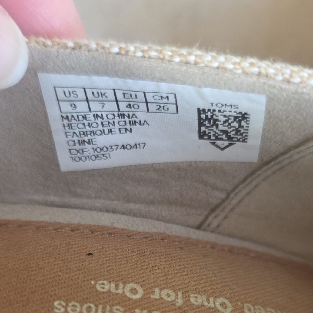Toms Size 9 Stella Natural Burlap Embroidery Wedge Peep Toe Sandals - Picture 12 of 16